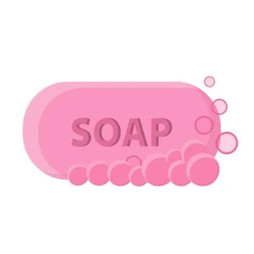 Pink soap with bubble in flat style for your design on white, stock vector il 스톡 일러스트