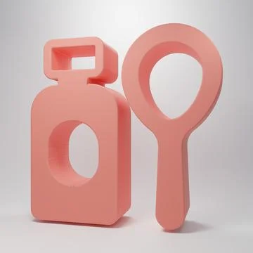 Pink Soap bubbles bottle icon isolated on pink background. Blowing bubbles .. Stock Illustration