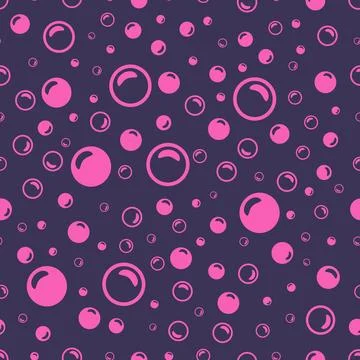 Pink soap bubbles on a dark purple background. Stock Illustration