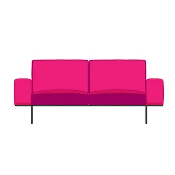 Pink sofa interior front view isolated on white vector illustration Ilustración de archivo