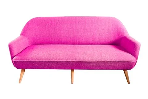 Pink sofa isolated with clipping path Stock Photos