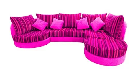 Pink sofa isolated with clipping path Stock Photos