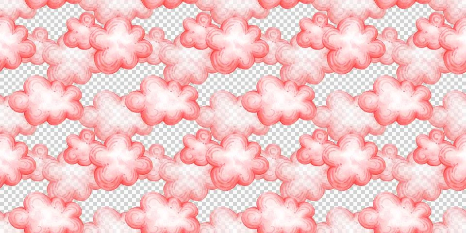 Pink soft clouds watercolor pattern Stock Illustration