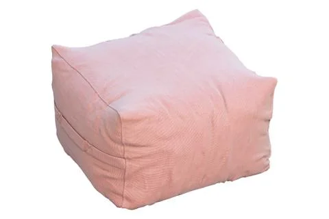 Pink soft fabric padded stool. 3d render Stock Illustration