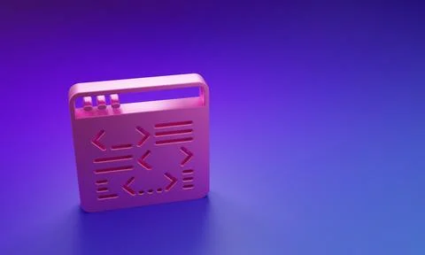 Pink Software, web developer programming code icon isolated on purple-blue .. 库存照片