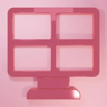 Pink Solar energy panel icon isolated on pink background. Minimalism concep.. Stock Illustration