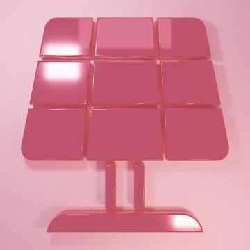 Pink Solar energy panel icon isolated on pink background. Sun with lightnin.. Stock Illustration