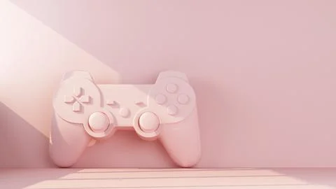 Pink solid color gaming joystick Stock Illustration