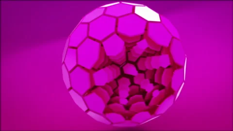 Pink Solid Tech Sphere Unfolding on Purple background Stock Footage 244465191