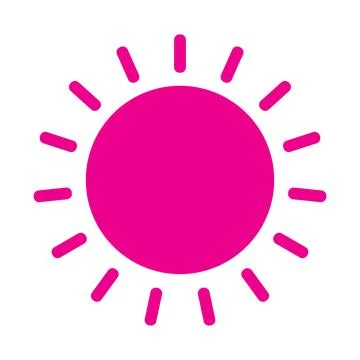 Pink solid vector sun icon isolated on white background Illustrazione stock
