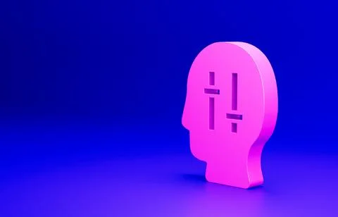 Pink Solution to the problem in psychology icon isolated on blue background Stock Illustration