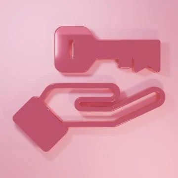 Pink Solution to the problem in psychology icon isolated on pink background.. Illustrazione stock