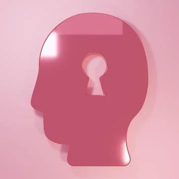 Pink Solution to the problem in psychology icon isolated on pink background.. Illustrazione stock