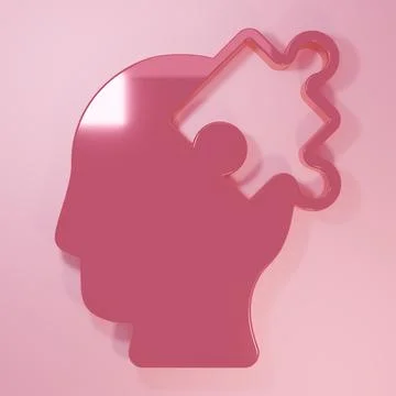 Pink Solution to the problem in psychology icon isolated on pink background.. Stockillustratie
