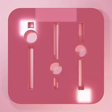 Pink Sound mixer controller icon isolated on pink background. Dj equipment .. Stock Illustration