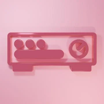 Pink Sound mixer controller icon isolated on pink background. Dj equipment .. Illustrazione stock