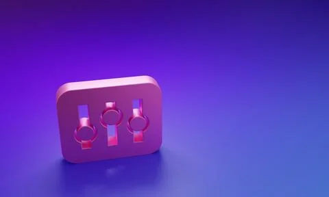 Pink Sound mixer controller icon isolated on purple-blue background. Dj equ.. イラスト素材