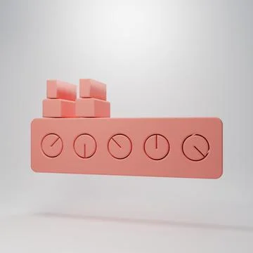Pink Sound mixer controller icon isolated on pink background. Dj equipment .. Stock Illustration