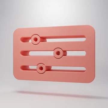 Pink Sound mixer controller icon isolated on pink background. Dj equipment .. Stock Illustration