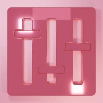 Pink Sound mixer controller icon isolated on pink background. Dj equipment .. Stock Illustration