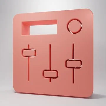Pink Sound mixer controller icon isolated on pink background. Dj equipment .. Stock Illustration