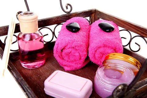 Pink spa accessories Stock Photos