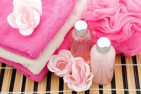 Pink  spa accessory in closeup Stock Photos