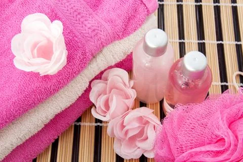 Pink  spa accessory in closeup Stock Photos