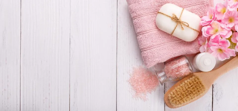 Pink Spa setting Stock Photos