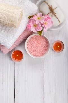 Pink Spa setting Stock Photos