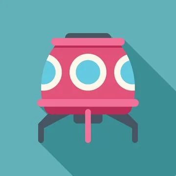 Pink spaceship hovering in the sky, exploring the galaxy Stock Illustration