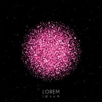 Pink sparkles on black background. Template for logo, greetind card, flyer Stock Illustration