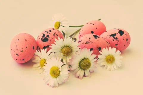 Pink speckled Easter eggs Stock Photos