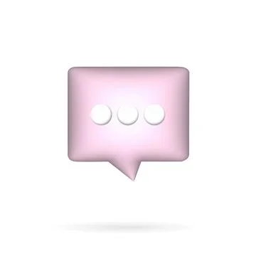 Pink Speech 3D Bubble for Communication concept and Web UI Illustrazione stock