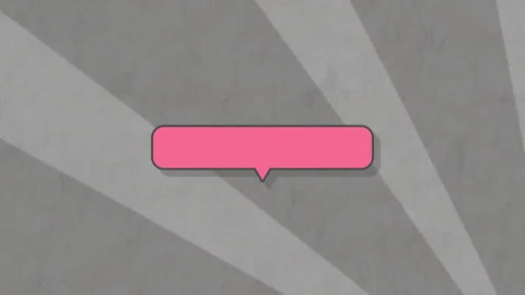 Pink speech bubble animation over gray background with diagonal stripes Stock Footage 304021710