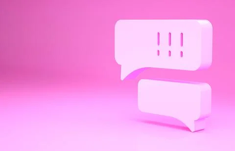 Pink Speech bubble chat about baseball game icon isolated on pink background 스톡 일러스트