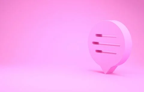 Pink Speech bubble chat icon isolated on pink background. Message icon. Commu Stock Illustration