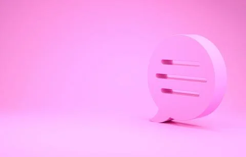 Pink Speech bubble chat icon isolated on pink background. Message icon. Commu Illustrazione stock