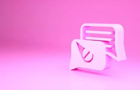 Pink Speech bubble chat icon isolated on pink background. Message icon. Commu 스톡 일러스트