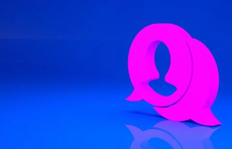 Pink Speech bubble chat icon isolated on blue background. Message icon. Commu Illustrazione stock