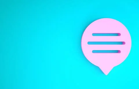 Pink Speech bubble chat icon isolated on blue background. Message icon. Commu Stock Illustration