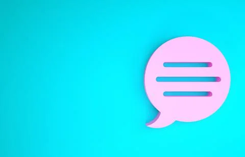 Pink Speech bubble chat icon isolated on blue background. Message icon. Commu Stock Illustration
