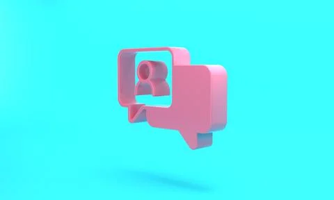 Pink Speech bubble chat icon isolated on turquoise blue background. Message i 스톡 일러스트
