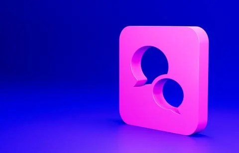 Pink Speech bubble chat icon isolated on blue background. Message icon Illustrazione stock