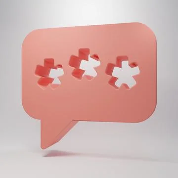 Pink Speech bubble chat icon isolated on pink background. Message icon. Com.. Illustrazione stock