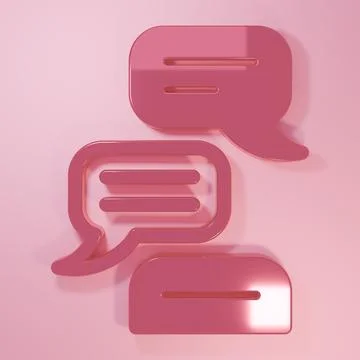 Pink Speech bubble chat icon isolated on pink background. Message icon. Com.. 스톡 일러스트
