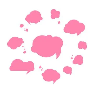 Pink Speech bubble. Dream cloud. Talk balloon. Quote box. Text information frame Stock Illustration