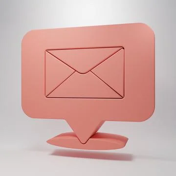 Pink Speech bubble with envelope icon isolated on pink background. Minimali.. Stock Illustration
