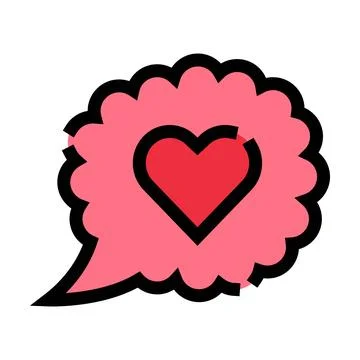 Pink speech bubble with heart icon symbolizing love message Stock Illustration