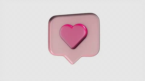 Pink speech bubble with heart Loop Alpha Stock Footage 308225063